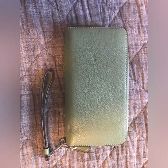 Washed Green Coach Wristlet Wallet - Picture 2 of 5